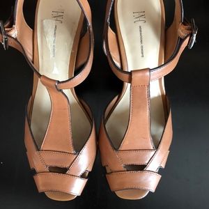 Light brown vintage slingback heels by Inc